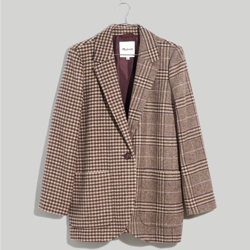 LIKE NEW - Madewell Women's Larsen Brown Plaid Blazer